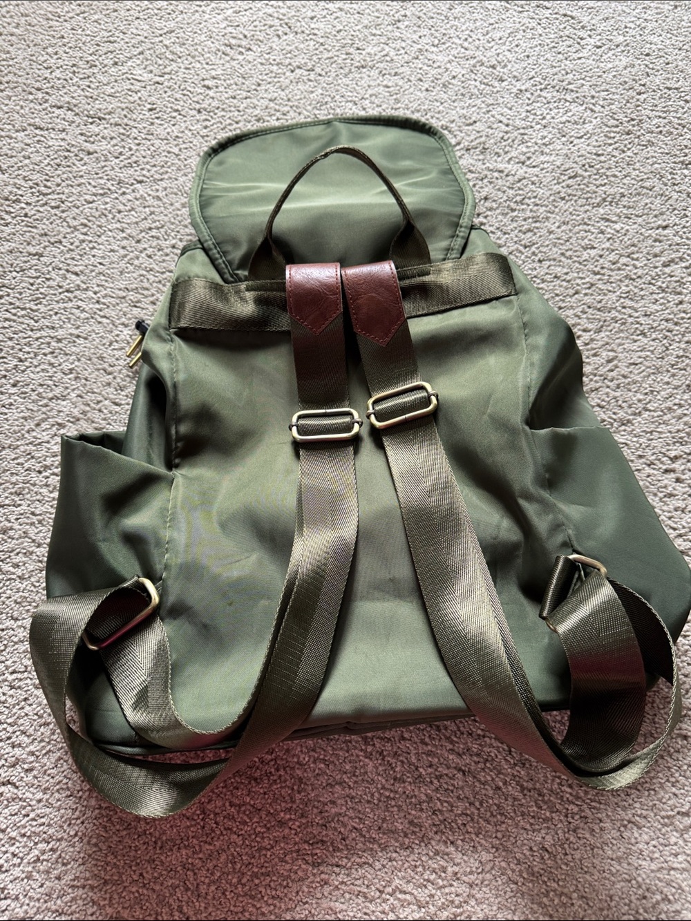 Green Nylon Drawstring Backpack - Picture 5 of 16